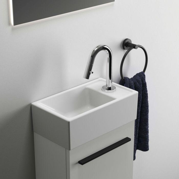 Ideal Standard I.Life S Handwaschbecken E211201 Hahnbank Rechts, 1 Hahnloch, Ohne ÜBerlauf, Weiß, 37X21X12Cm