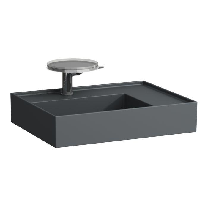 Laufen Kartell Waschtisch H8103347581581 60X46Cm, Ablage Rechts, Ohne ÜBerlauf, 3 HahnlöCher, Graphit Matt