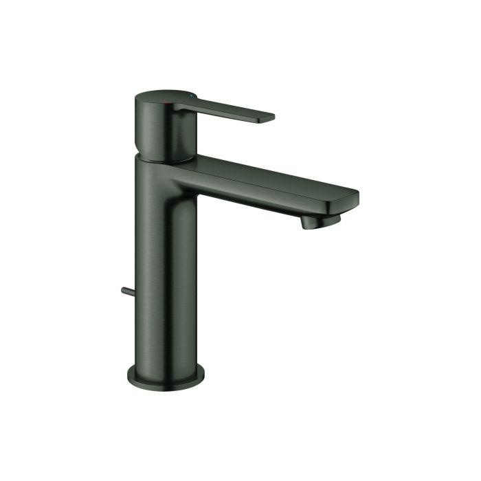 Grohe Lineare Waschtisch-Einhebelmischer 32114AL1 Hard Graphite GebüRstet, S-Size, Mit Ablaufgarnitur