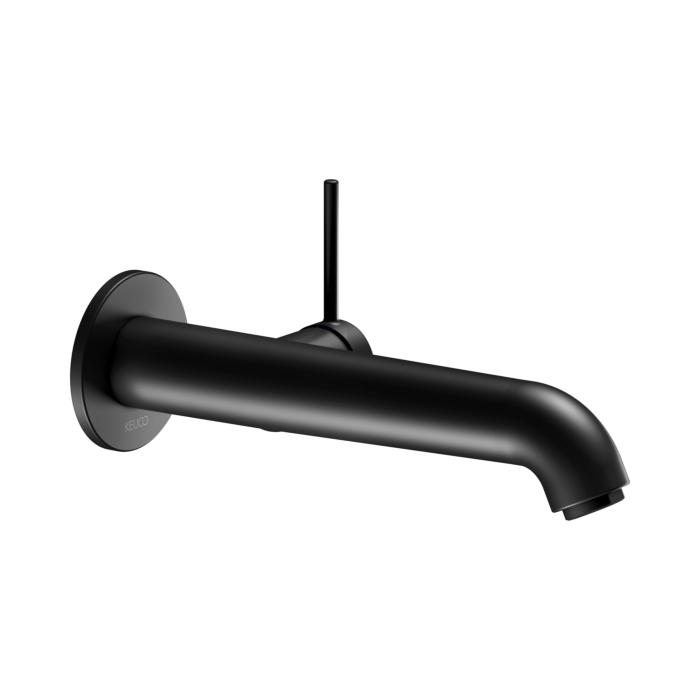 Keuco Ixmo Einhebel-Waschtischmischer 59516371201 Ausladung 225 Mm, Schwarz Matt, Wandmontage, Runde Rosette