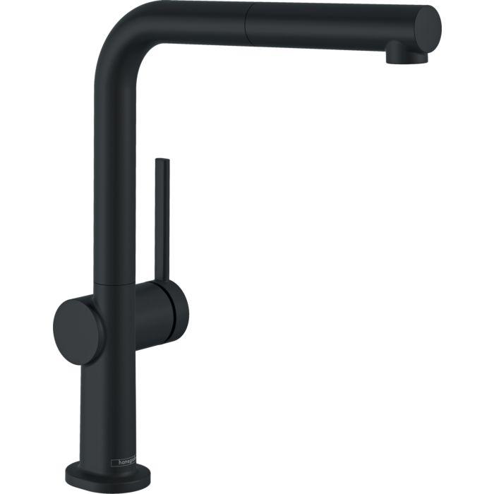 Hansgrohe SpüLtisch-Einhebelmischer 72809670 Mit Ausziehauslauf, 1Jet, Mattschwarz