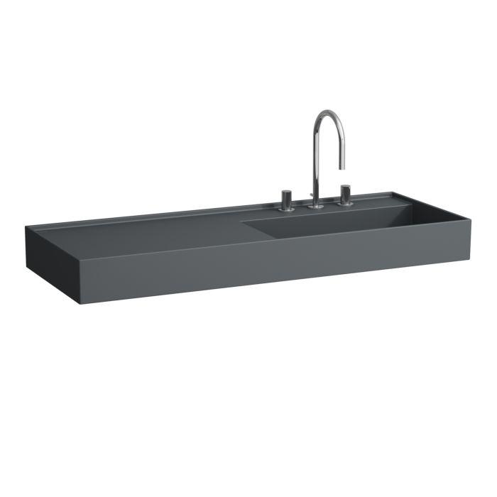 Laufen Kartell Waschtisch H8133337588151 120X46Cm, Ablage Links, Ohne ÜBerlauf, 2 HahnlöCher, Graphit Matt