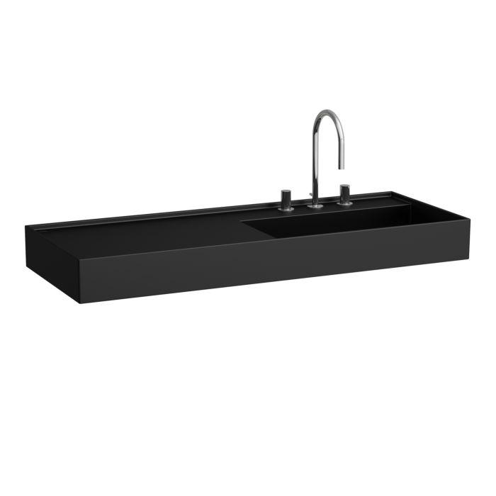 Laufen Kartell Waschtisch H8133337161581 120X46Cm, Ablage Links, Ohne ÜBerlauf, 3 HahnlöCher, Schwarz Matt