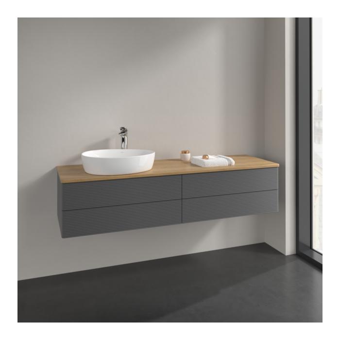 Villeroy Und Boch Antao Waschtisch-Unterschrank K26151GK 160X36X50Cm, Hahnlochbohrung, Waschbeckenplattenfarbe Honey Oak, Anthracite Matt Lacquer