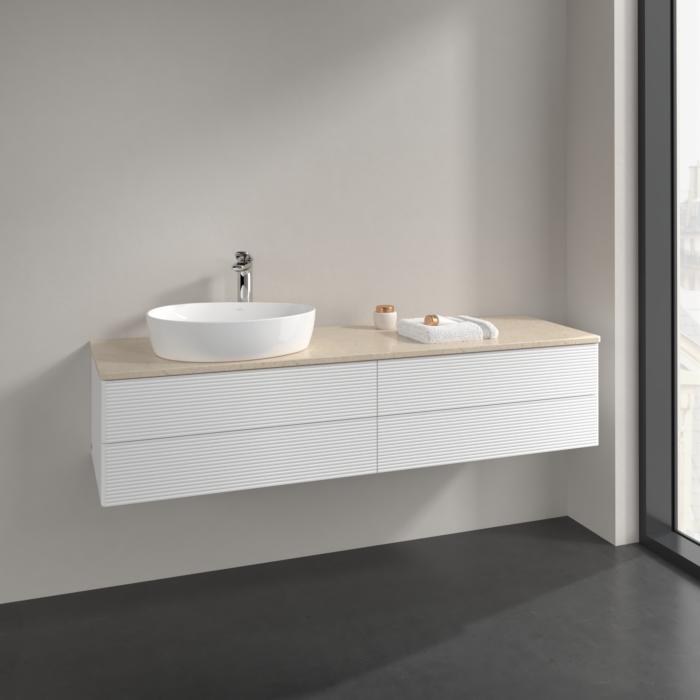 Villeroy Und Boch Antao Waschtisch-Unterschrank K26153MT 160X36X50Cm, Hahnlochbohrung, Waschbeckenplattenfarbe Botticino, White Matt Lacquer