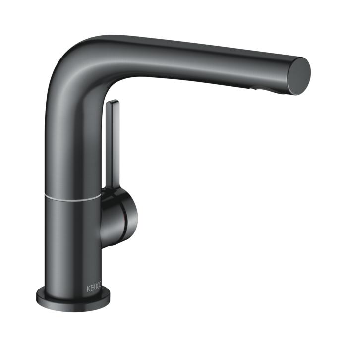 Keuco Edition 400 Waschtischarmatur 51505130100 Schwarzchrom GebüRstet, Ausladung 153Mm, Schwenkbar, Ohne Ablaufgarnitur