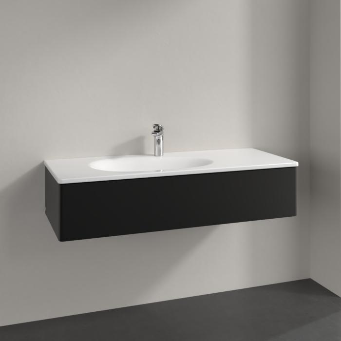 Villeroy Und Boch Antao Waschtisch-Unterschrank K03000PD 118,8X25,6X49,3Cm, Ohne Frontstruktur, Black Matt Lacquer