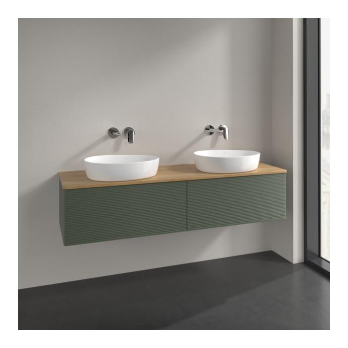 Villeroy Und Boch Antao Waschtisch-Unterschrank L39111HL 160X36X50Cm, Waschbeckenplattenfarbe Honey Oak, Leaf Green Matt Lacquer, Mit Beleuchtung
