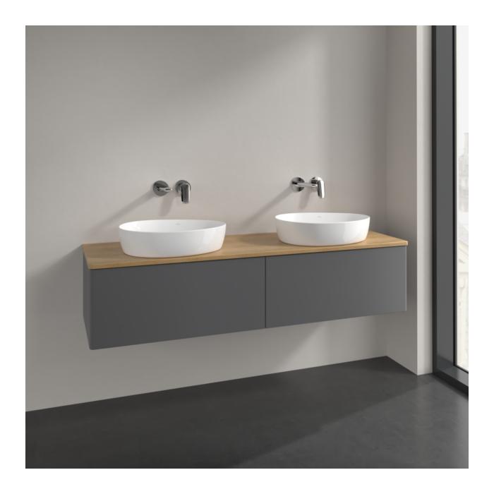 Villeroy Und Boch Antao Waschtisch-Unterschrank L39011GK 160X36X50Cm, Waschbeckenplattenfarbe Honey Oak, Anthracite Matt Lacquer, Mit Beleuchtung