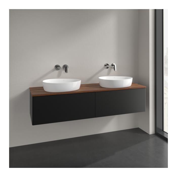 Villeroy Und Boch Antao Waschtisch-Unterschrank L39012PD 160X36X50Cm, Waschbeckenplattenfarbe Warm Walnut, Black Matt Lacquer, Mit Beleuchtung