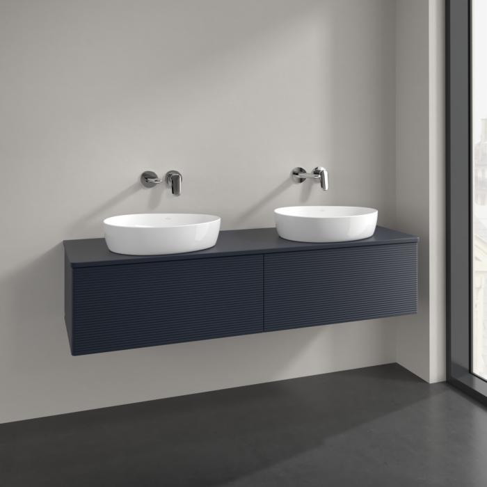 Villeroy Und Boch Antao Waschtisch-Unterschrank K39150HG 160X36X50Cm, Hahnlochbohrung, Waschbeckenplattenfarbe Lack, Midnight Blue Matt Lacquer