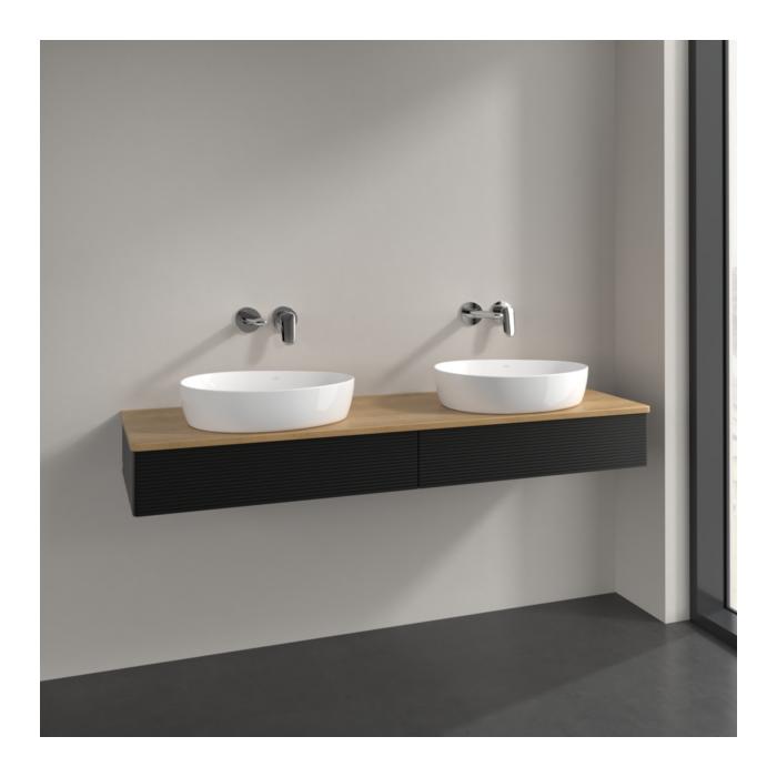 Villeroy Und Boch Antao Waschtisch-Unterschrank K17111PD 160X19X50Cm, Waschbeckenplattenfarbe Honey Oak, Black Matt Lacquer