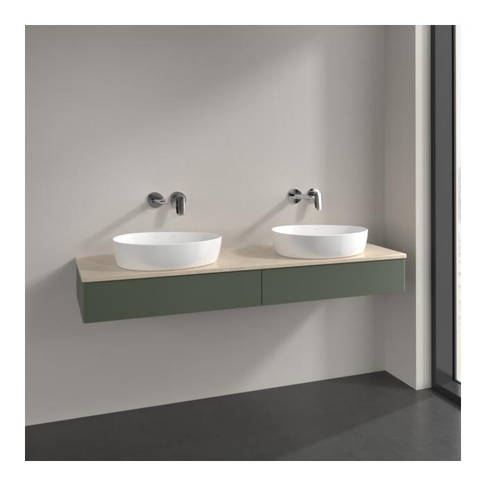 Villeroy Und Boch Antao Waschtisch-Unterschrank L17013HL 160X19X50Cm, Waschbeckenplattenfarbe Botticino, Leaf Green Matt Lacquer, Mit Beleuchtung