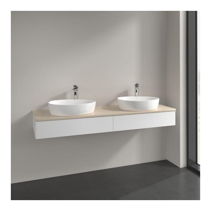 Villeroy Und Boch Antao Waschtisch-Unterschrank K17153MT 160X19X50Cm, Hahnlochbohrung, Waschbeckenplattenfarbe Botticino, White Matt Lacquer