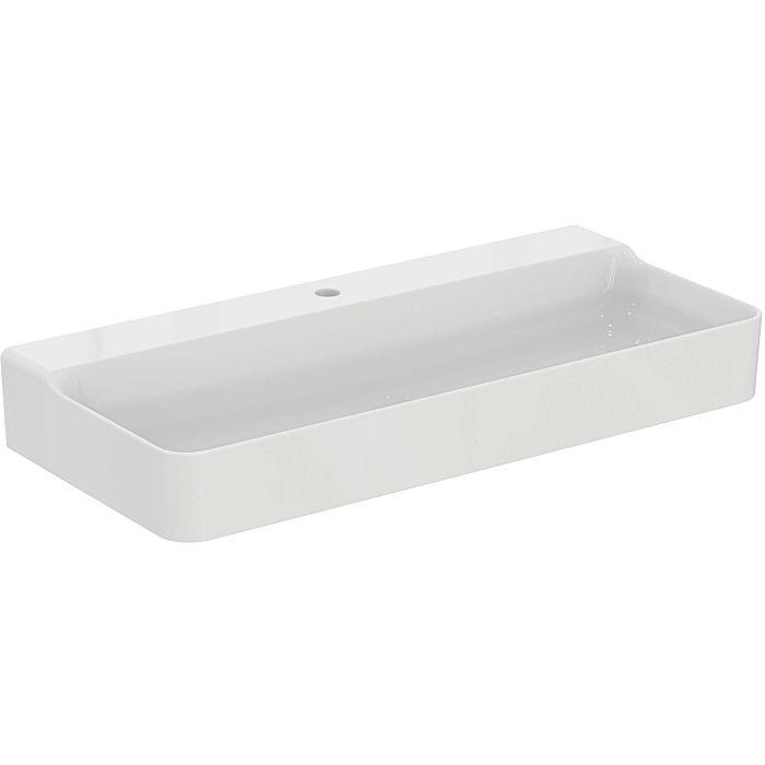 Ideal Standard Conca Waschtisch T3835MA Mit Hahnloch, Ohne ÜBerlauf, Geschliffen, 1000 X 450 X 145 Mm, Weiß Ideal Plus