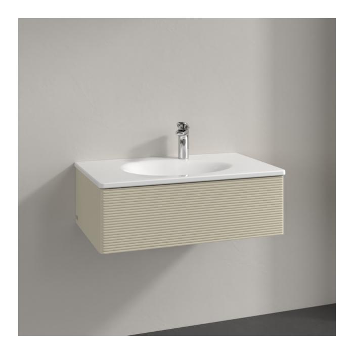 Villeroy Und Boch Antao Waschtisch-Unterschrank L01100HJ 78,8X25,6X49,6Cm, Mit Frontstruktur, Silk Grey Matt Lacquer, Mit Beleuchtung