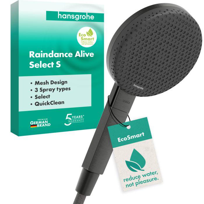 Hansgrohe Handbrause 24511340 Wassersparend, 125Mm Duschkopf, 3 Strahlarten, Brushed Black Chrome