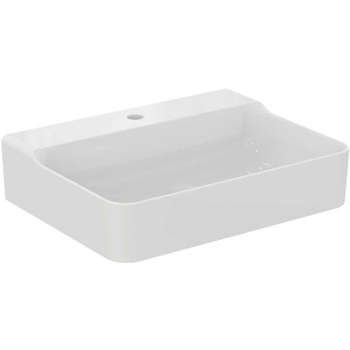 Ideal Standard Conca Waschtisch T382301 Mit Hahnloch, Ohne ÜBerlauf, Geschliffen, 600 X 450 X 145 Mm, Weiß