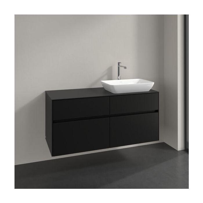 Villeroy Und Boch Collaro Waschtischunterschrank C114B0VL 120X54,8X50Cm, Waschtisch Rechts, Led-Beleuchtung 8,8 W, Volcano Black