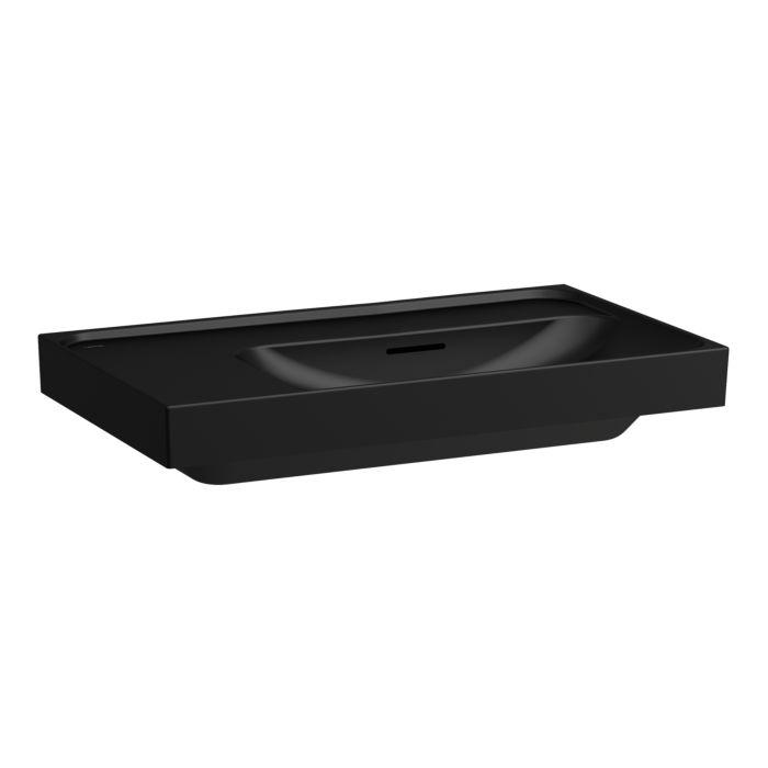 Laufen Meda Waschtisch H8171157161091 80X46Cm, UnterbaufäHig, Ablage Links, Mit ÜBerlauf, Ohne Hahnloch, Schwarz Matt