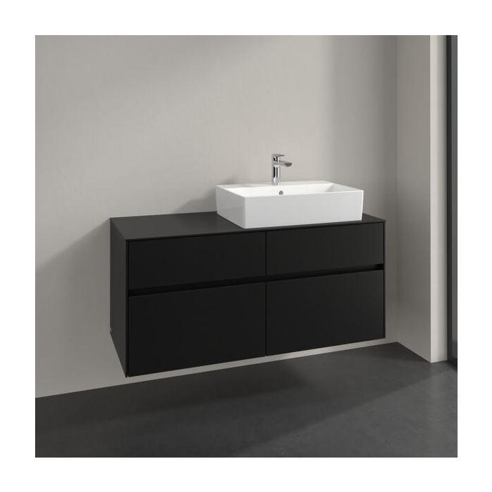 Villeroy Und Boch Collaro Waschtischunterschrank C130B0VL 120X54,8X50Cm, Waschtisch Rechts, Led-Beleuchtung 8,8 W, Volcano Black