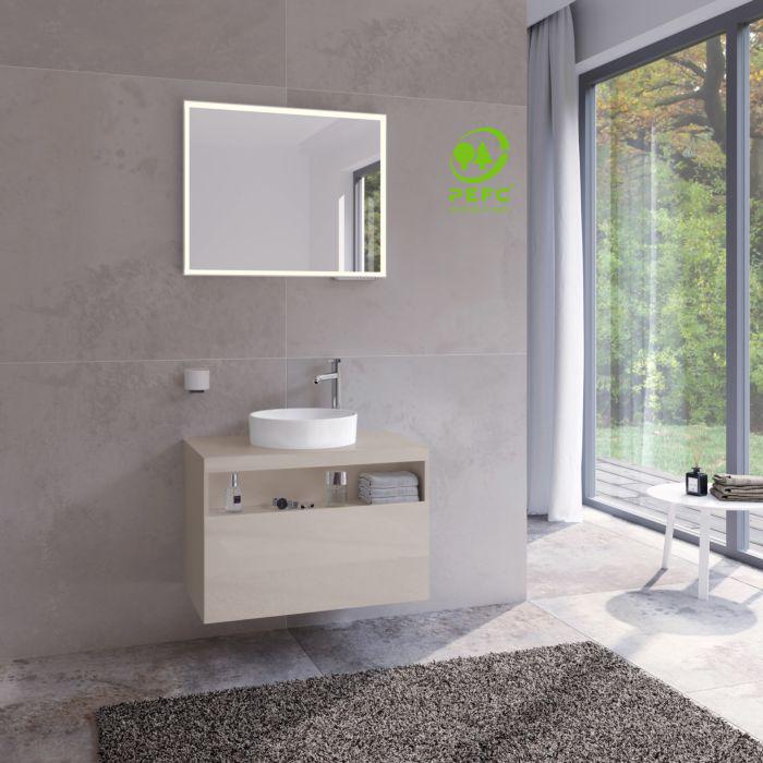 Keuco Stageline Waschtisch-Unterschrank 32865180000 80 X 55 X 49 Cm, Dekor Cashmere, Glas Cashmere Klar, Ohne Elektrik, Hahnlochbohrung Rechts