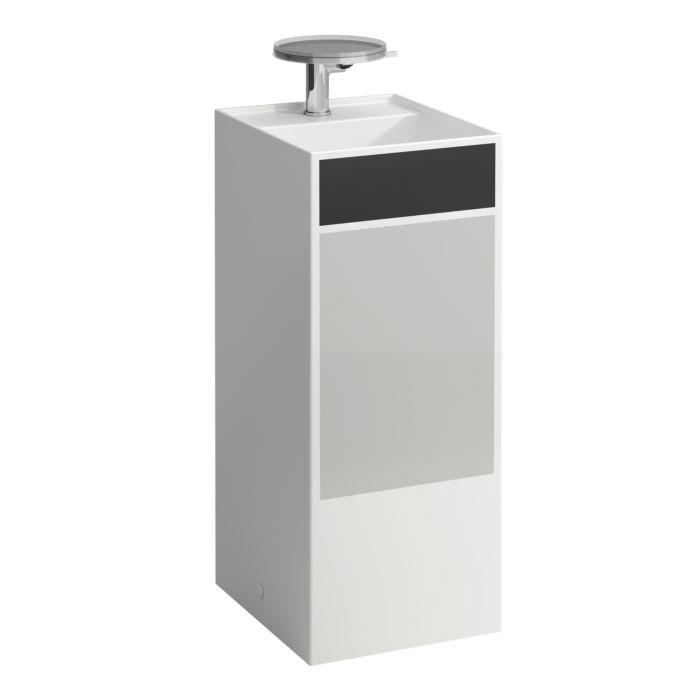 Laufen Kartell Waschtisch H811331D038151 37,5X43,5X90Cm, Dekor, FarbfläChen Schwarz Und Grau, Ohne ÜBerlauf, 2 HahnlöCher