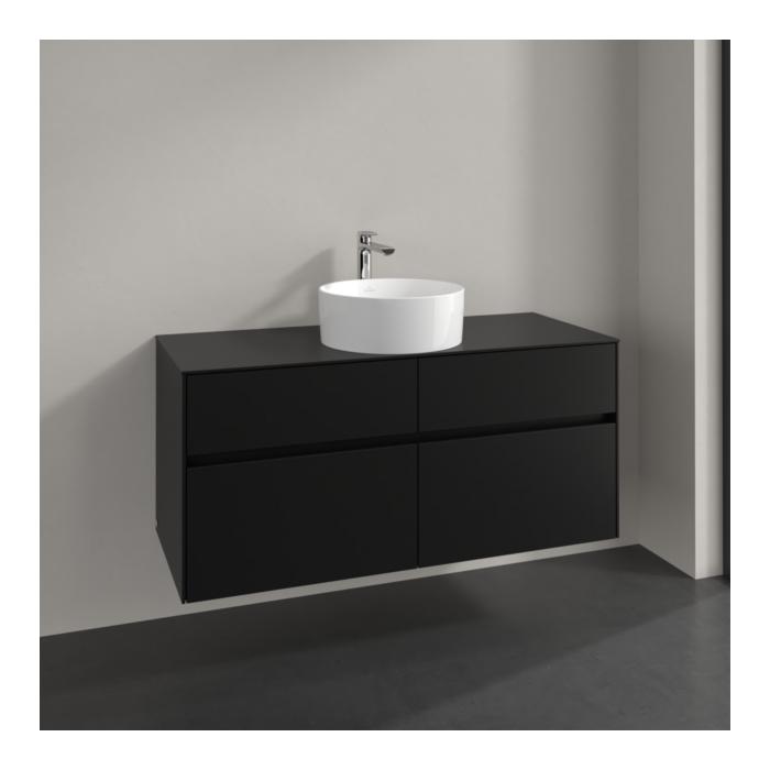 Villeroy Und Boch Collaro Waschtischunterschrank C041B0VL 120X54,8X50Cm, Waschtisch Mittig, Led-Beleuchtung 8,8 W, Volcano Black
