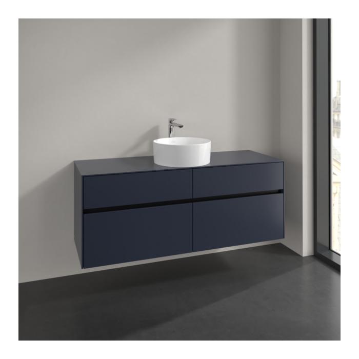 Villeroy Und Boch Collaro Waschtischunterschrank C045B0VQ 140X54,8X50Cm, Waschtisch Mittig, Led-Beleuchtung 10,4 W, Marine Blue