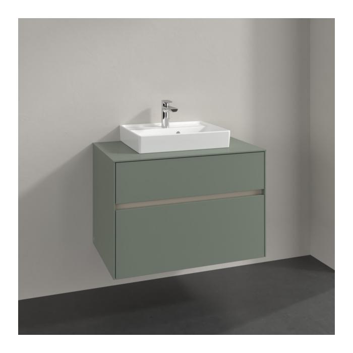 Villeroy Und Boch Collaro Waschtischunterschrank C069B0AF 80X54,8X50Cm, Waschtisch Mittig, Led-Beleuchtung 5,7 W, Soft Green