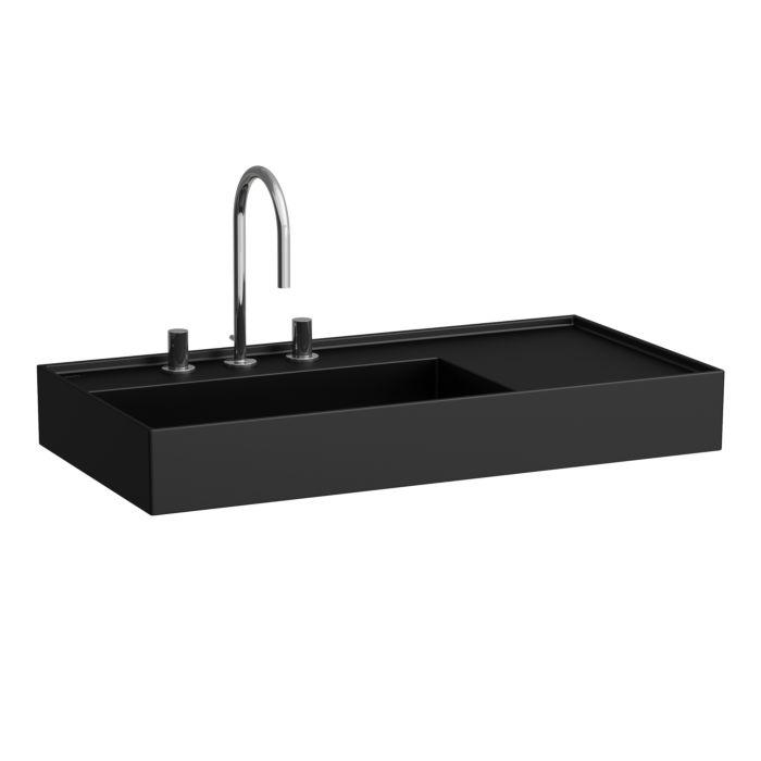 Laufen Kartell Waschtisch H8103387161111 90X46Cm, Ablage Rechts, Ohne ÜBerlauf, 1 Hahnloch, Schwarz Matt