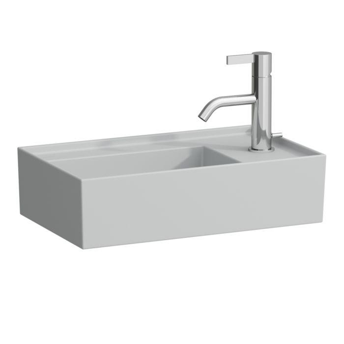 Laufen Kartell Handwaschbecken H8153347591111 46X28Cm, Armatur Rechts, Ohne ÜBerlauf, 1 Hahnloch, Grau Matt