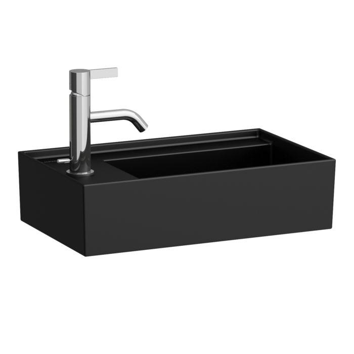 Laufen Kartell Handwaschbecken H8153357161121 46X28Cm, Armatur Links, Ohne ÜBerlauf, Ohne Hahnloch, Schwarz Matt