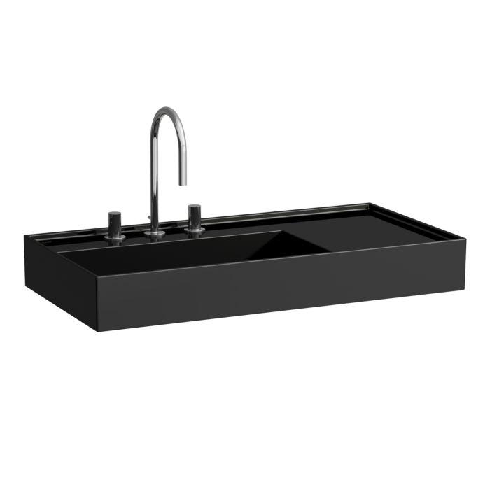 Laufen Kartell Waschtisch 8103380201111, 90X46Cm, Schwarz, Ablage Rechts, 1 Hahnloch, Saphirkeramik