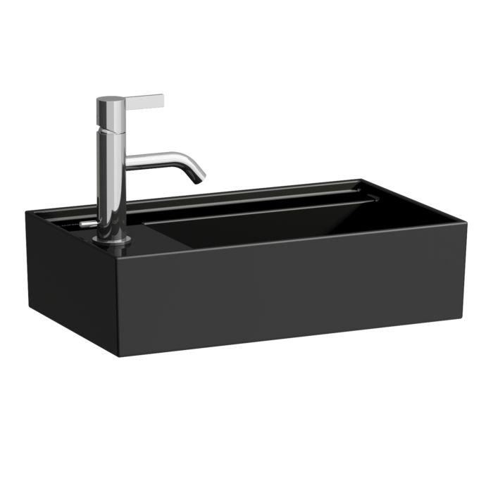 Laufen Kartell Handwaschbecken 8153350201121, 46X28Cm, Schwarz, Ohne Hahnl. Links, Saphirkeramik