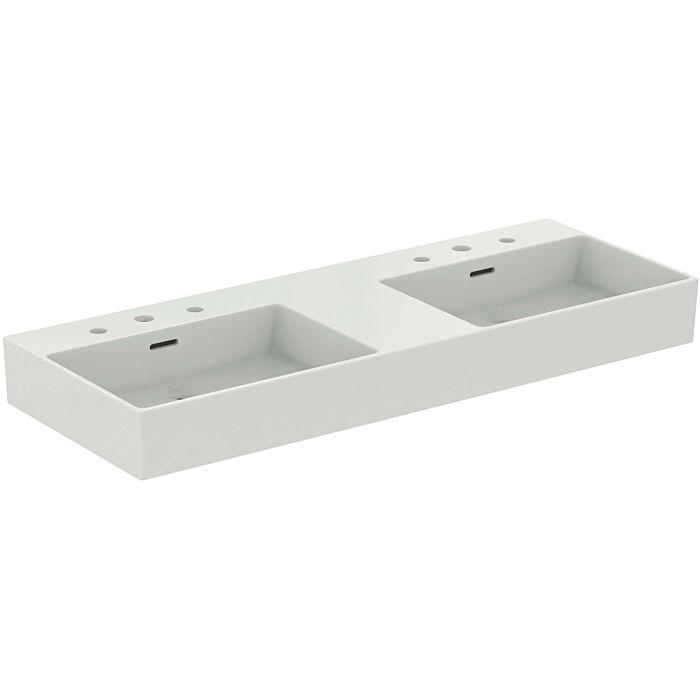 Ideal Standard Extra Doppel-Waschtisch R0560MA Je 3 HahnlöCher, Mit ÜBerlauf, Geschliffen, Weiß Mit Ideal Plus
