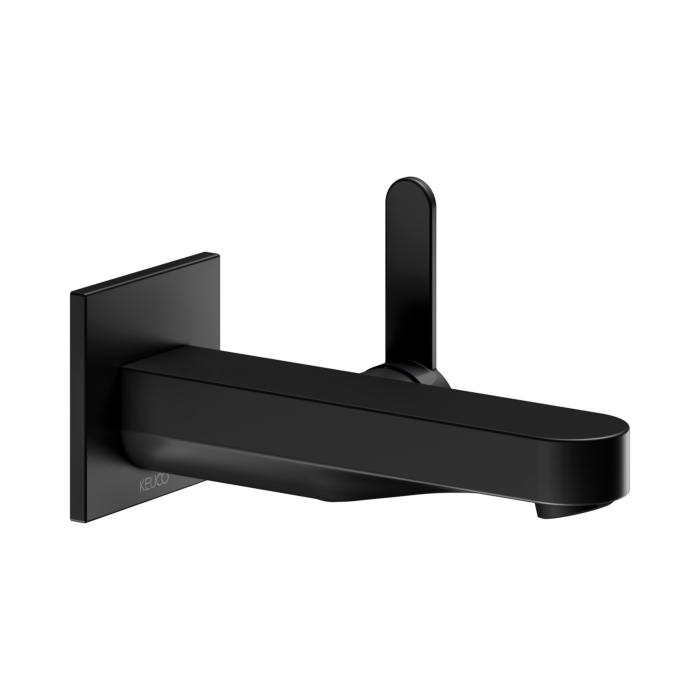 Keuco Ixmo Einhebel-Waschtischmischer 59516370302 Ausladung 165 Mm, Schwarz Matt, Wandmontage, Eckige Rosette