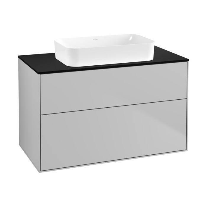 Villeroy und Boch Finion Waschtischunterschrank F64200GJ 100x60,3x50,1mm, Glass Black Matt, Light grey matt