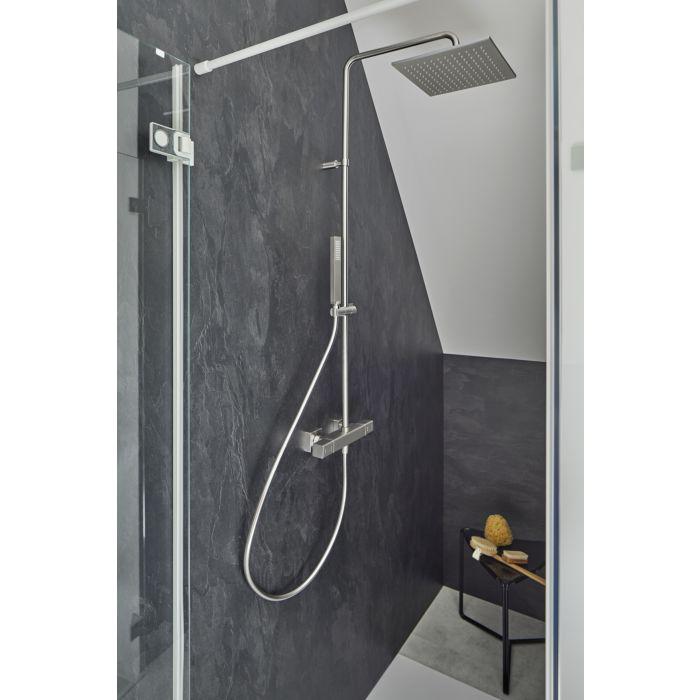 Herzbach Ceo DuschsäUle 36.988250.2.14 Mit Brause-Aufputz-Thermostat, Edelstahlfinish