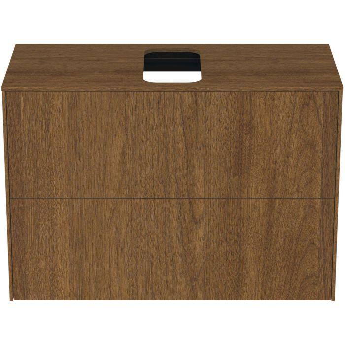 Ideal Standard Conca Waschtisch-Unterschrank T3947Y5 Mit Ausschnitt, 2 AuszüGe, 80X37X55 Cm, Mittig, Walnuss Dunkel Furnier