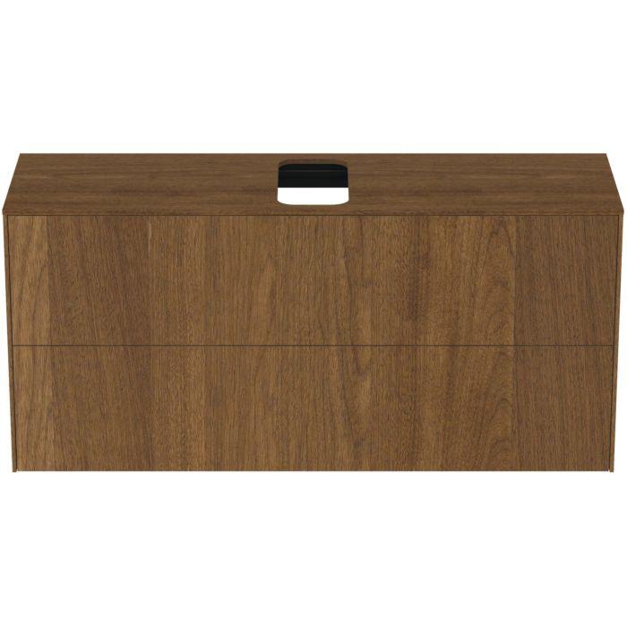 Ideal Standard Conca Waschtisch-Unterschrank T3949Y5 Mit Ausschnitt, 2 AuszüGe, 120X37X55 Cm, Mittig, Walnuss Dunkel Furnier