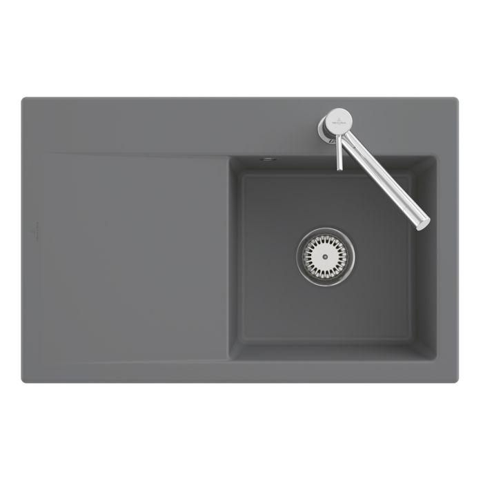 Villeroy Und Boch Subway Style 45 Flat FläChenbüNdige SpüLe 33472FKR Rechts, Mit Ablaufgarnitur, ExcenterbetäTigung, Crema Ceramicplus, 78 X 51 Cm