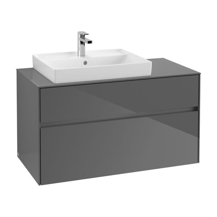 Villeroy & Boch Collaro Waschtischunterschrank C01700FP 100X54,8X50Cm, Waschtisch Links, Glossy Grey