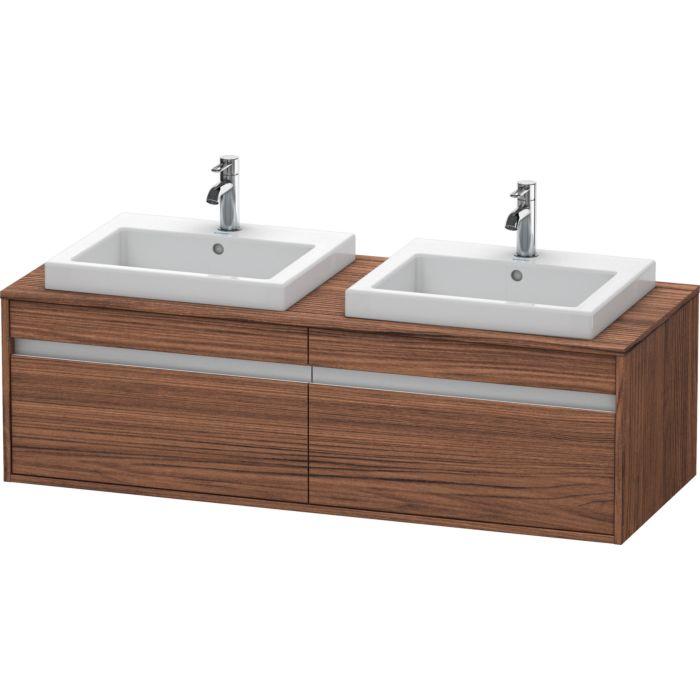 Duravit Ketho Waschtisch-Unterschrank KT6797B2121 140x55x42,6cm, Einbauwaschtische, 2 Auszüge, Ausschnitt beidseitig, nussbaum dunkel