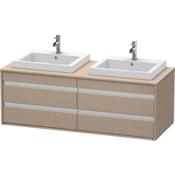 Duravit Ketho Waschtisch-Unterschrank KT6757B7575 140x55x49,6cm, für Einbauwaschtisch, 4 Schubkästen, Ausschnitt beidseitig, leinen