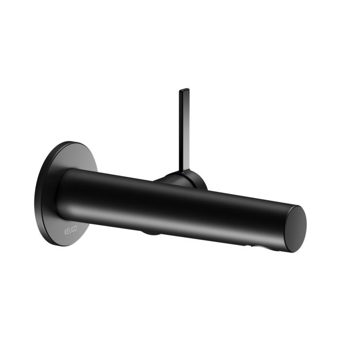 Keuco Ixmo Waschtisch-Einhebelmischer 59516370101 Ausladung 165 Mm, Schwarz Matt, Wandmontage, Runde Rosette