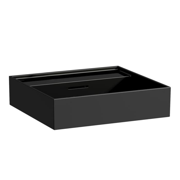 Laufen Kartell Waschtisch 8103320201091, 50X46Cm, Schwarz, ÜBerlauf, Ohne Hahnloch, Saphirkeramik