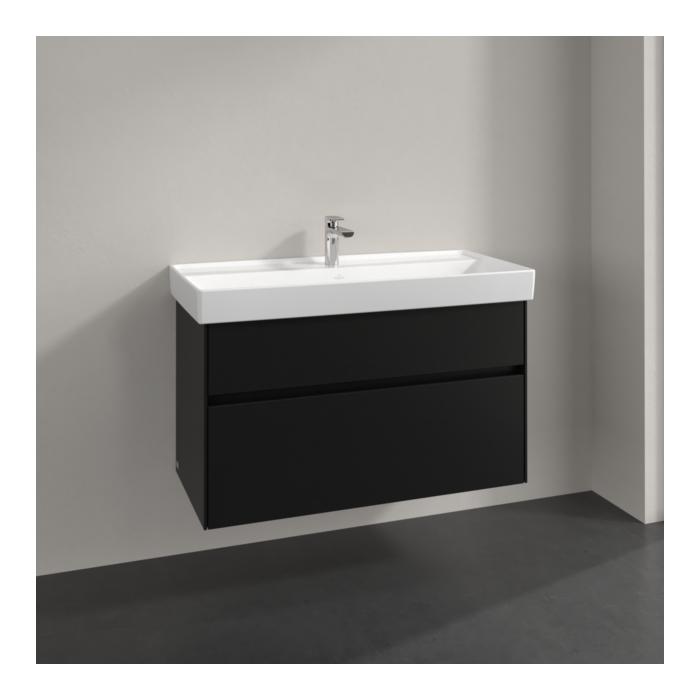 Villeroy Und Boch Collaro Waschtischunterschrank C01100VL 95,4X54,6X44,4Cm, Waschbecken Mittig, Volcano Black