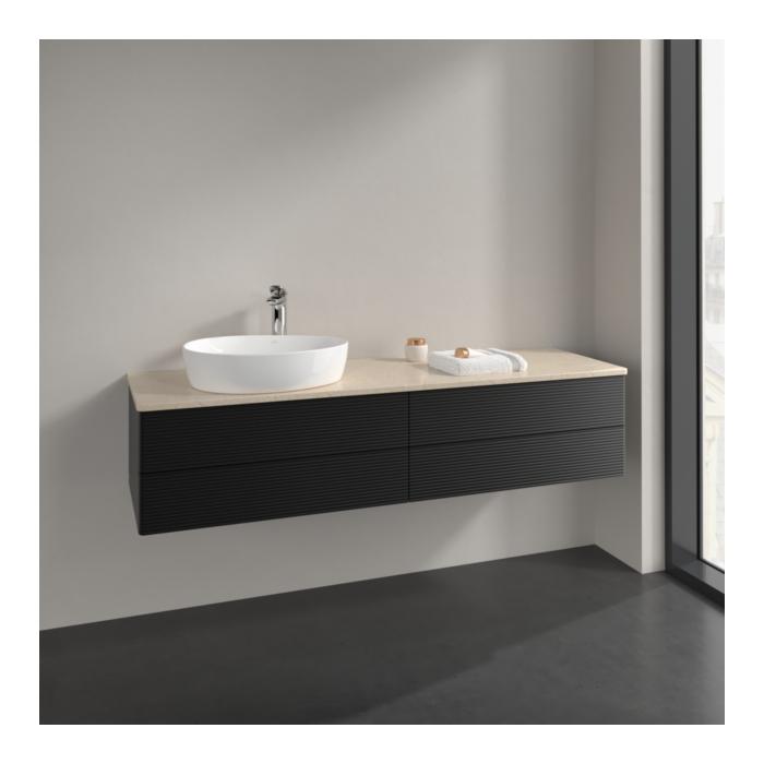 Villeroy Und Boch Antao Waschtisch-Unterschrank K26153PD 160X36X50Cm, Hahnlochbohrung, Waschbeckenplattenfarbe Botticino, Black Matt Lacquer