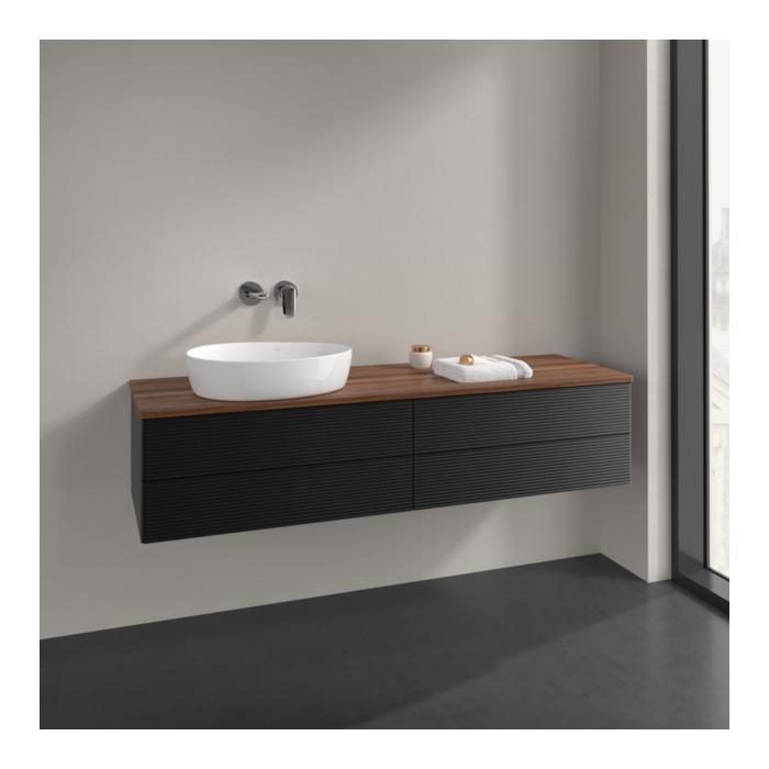 Villeroy Und Boch Antao Waschtisch-Unterschrank K26112PD 160X36X50Cm, Waschbeckenplattenfarbe Warm Walnut, Black Matt Lacquer
